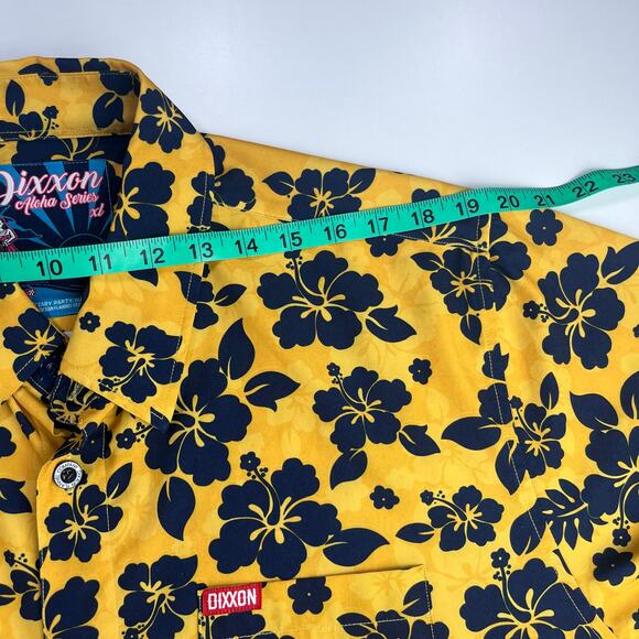 Dixxon Button Up Shirt Mens XL Aloha Series D-Lite Yellow Hibiscus Short Sleeve - Picture 5 of 14